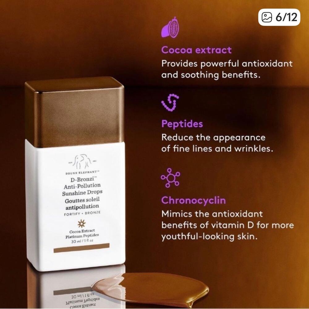 Drunk Elephant D-Bronzi Anti-Pollution Sunshine Self Tanning Drops 30ml NWT - Picture 6 of 10